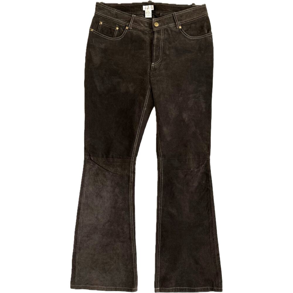 CHARLOTTE RUSSE Suede Leather Flare Leg Pants Women's Size 11/12 Dark Brown